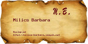Milics Barbara névjegykártya