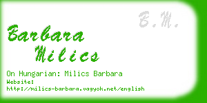 barbara milics business card